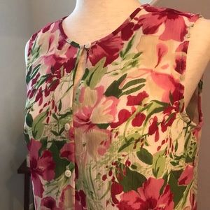VILLAGER a Liz Claiborne Company NWOT Women Pink Floral Lined Sleeveless TopSz 6